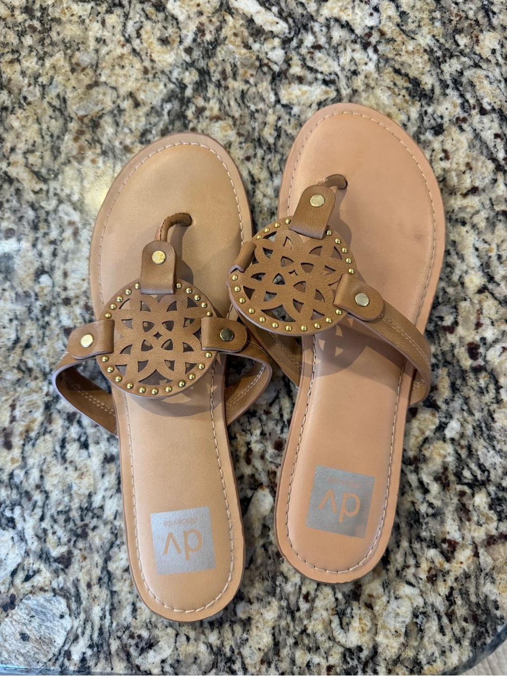 DV by Dolce Vita Tan Cutout Medallion Thong Sandals